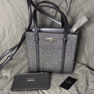 Kate Spade Glitter Tote Bag and matching card holder /wallet